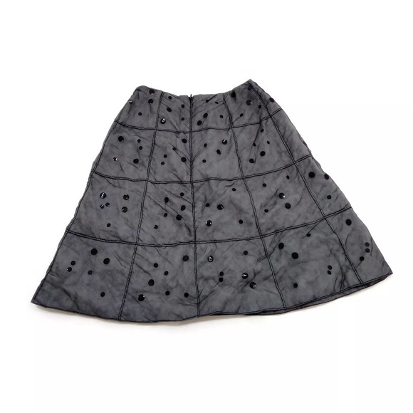 CHANEL Identification Puffer Paillette Sequin Skirt - Gray / Black Silk  Size 38 - Picture 5 of 9